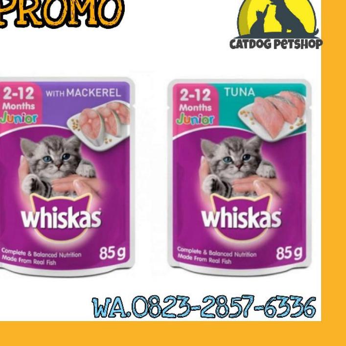 

6.6 Terlaris Whiskas Sachet Junior Tuna & Makarel Pouch Sachet 85Gr - Makanan Kucing Basah Whiskas