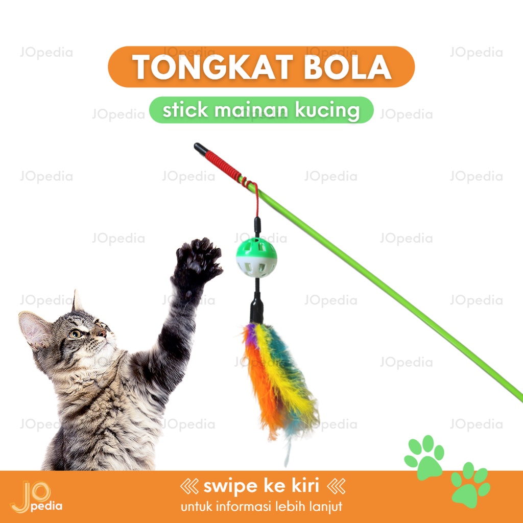 TONGKAT BOLA Kerincing Bulu Mainan Kucing Stick Pancing Cat Toy