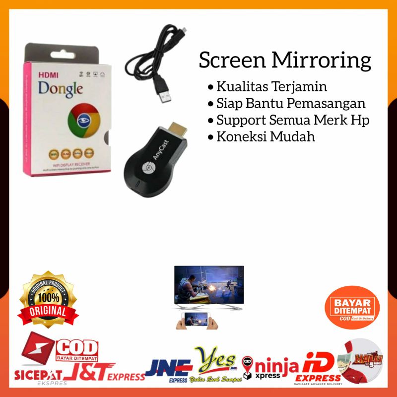 (COD) ANYCAST DONGLE WIRELESS / ANYCASH DONGEL MIRACAST RECEIVER WIFI / ALAT PENYAMBUNG HP KE TV LED &amp; PROYEKTOR