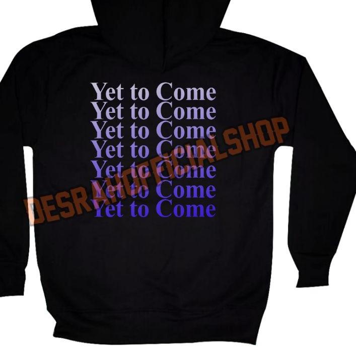 Promo ( READY STOCK ) HOODIE resleting bts yet to come in busa VERSI TULISAN GRADASI UNGU