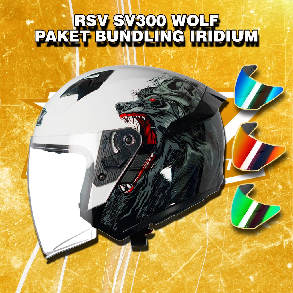 HELM RSV SV300 WOLF GLOSSY PAKET GANTENG IRIDIUM - RSV HALF FACE