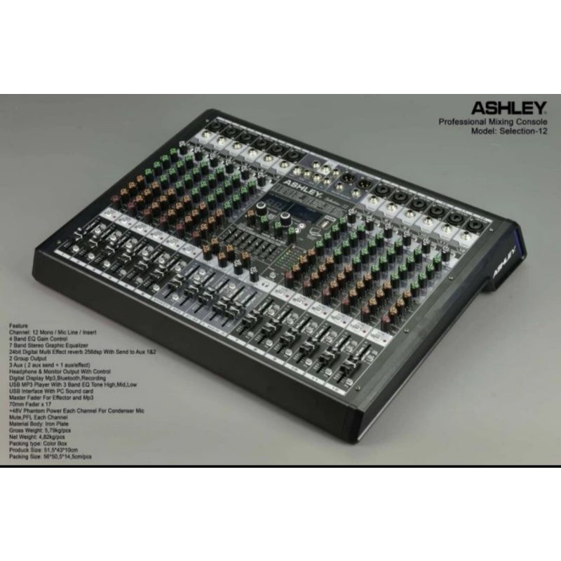 Mixer Audio Ashley Selection-12 12Channel Efek Reverb 256 Pilihan