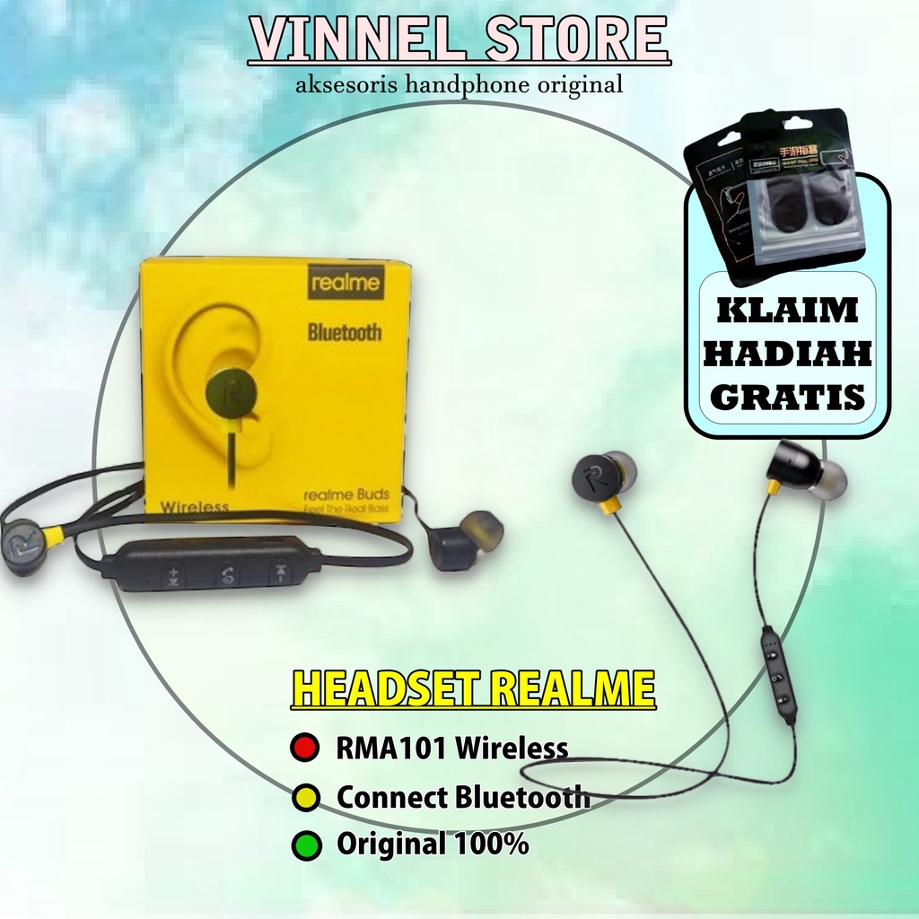 HEADSET BLUETOOTH REALME MAGNETIC sport Earphone wireless bluetooth extra bass