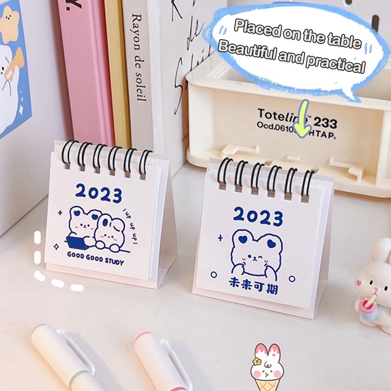 2023kalender Meja Mini Gaya Ins Versi Korea/ Desktop Kalender Hewan Kartun Lucu