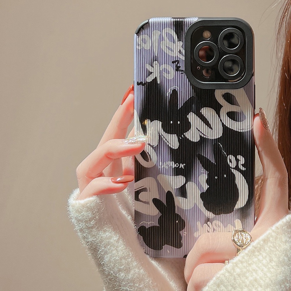 Ins Kucing Hitam Cocok Untuk Iphone14 14pro 14Plus 14prm Iphone13 13prm iPhone 11 7Plus 8Plus Xr XS 12 Pro Max Empat Sudut Casing Ponsel Tahan Guncangan