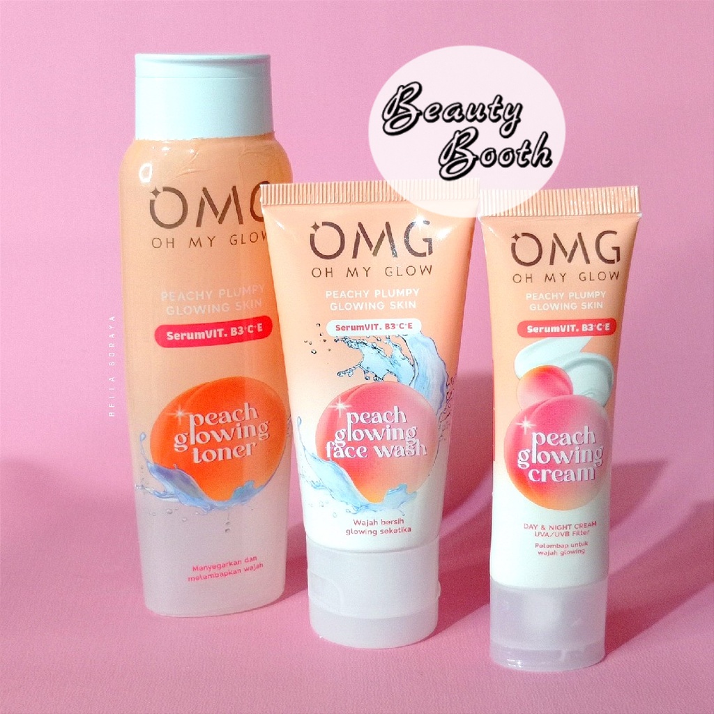 OMG Oh My Glow Peach Facial Wash | OMG Peach Glowing Toner 100ml | OMG Peach Glowing Cream