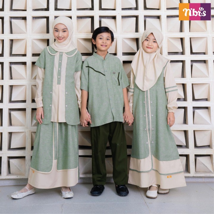 Sarimbit Basma Nibras Terbaru 2023 Green Sage / Fashion Muslim Couple Sarimbit Nibras / Baju