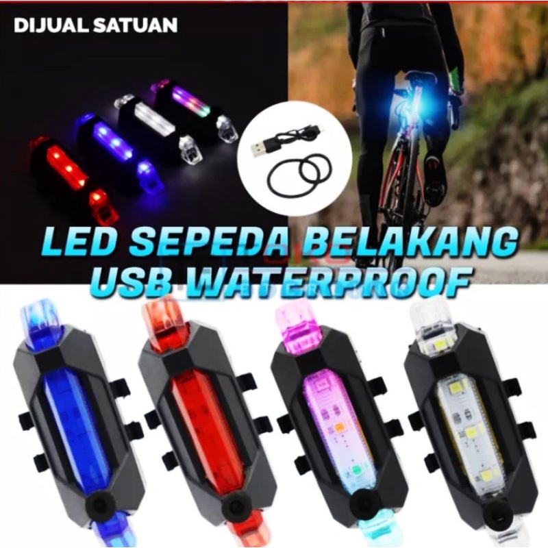 LAMPU BELAKANG SEPEDA LED TAIL LIGHT USB RECHARGEABLE