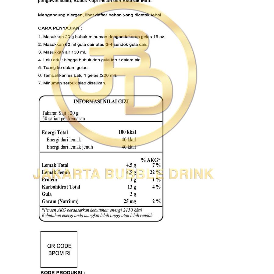 

SALE!!Bubuk Minuman COFFEE CARAMEL Powder 1 KG // SERBUK MINUMAN KOPI // HALAL|SQ7