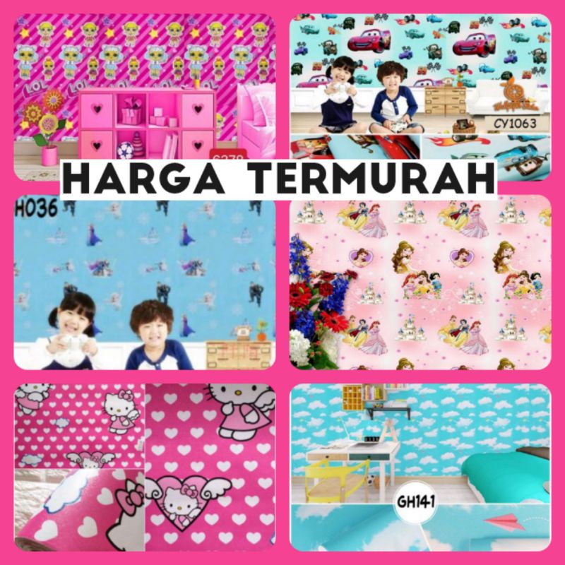 Wallpaper Dinding Kamar Anak Wallpaper Kamar Anak Karakter Wallpaper Tayo Wallpaper Hellokitty Walls