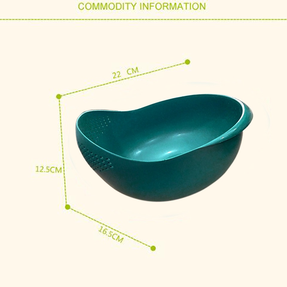 Wadah Plastik Saringan Pencuci Beras Buah Sayuran Mangkuk Pengeringan