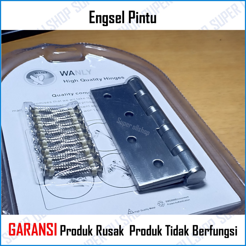 Engsel Pintu Tebal 4 Inch Stainless SUS 304 / Engsel Pintu Jendela TEBAL / Stenlis Tebal Per Pasang Blister Murah