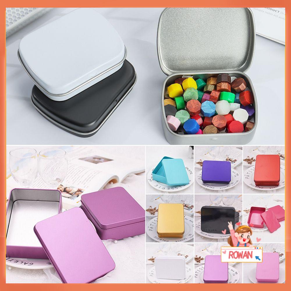 R-flower Tin Box Packaging Permen Koin Kunci Organizer Wadah Kit Perhiasan Kuku Kecantikan Penyimpanan Square Storage