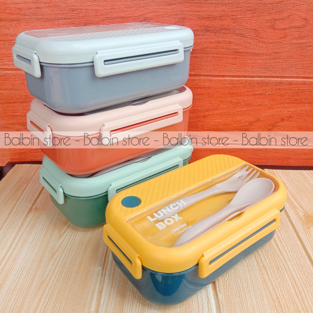 Balbin | promo satu pcs Lunch box kotak bekal 1100.mili BPA FREE - FOOD GRADE  free sendok garpu warna varian kualitas import - cod bayar ditempat