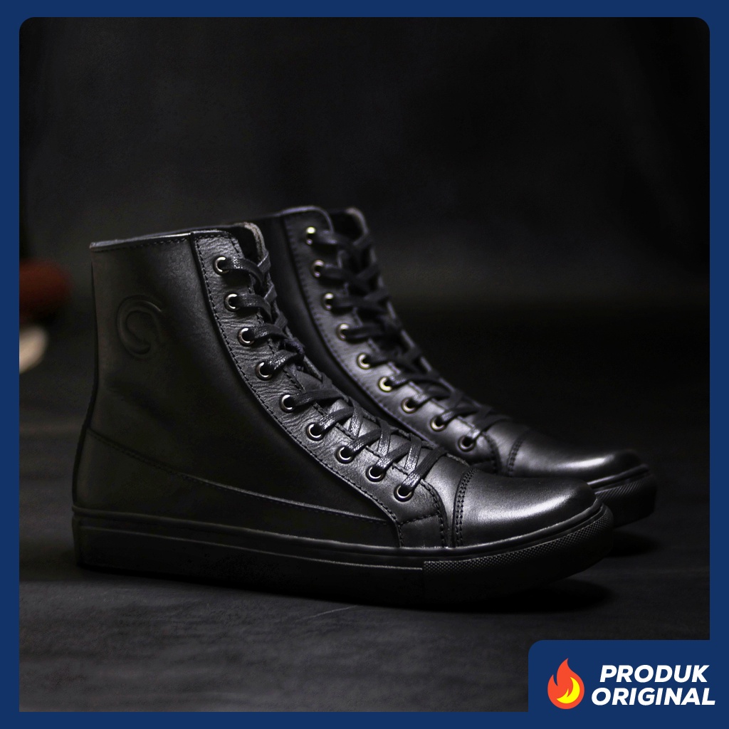 VALDEMAR FULL BLACK ORIGINAL x GREATA Sepatu Kulit Sapi Asli Pria Boots Hitam Tali Casual Semi Formal Vintage Klasik Jalan Hangout Kuliah Kerja Kantor Classic Boot Genuine Leather Shoes Bikers Touring Footwear Big Size Ukuran Besar Jumbo 44 Keren Kekinian