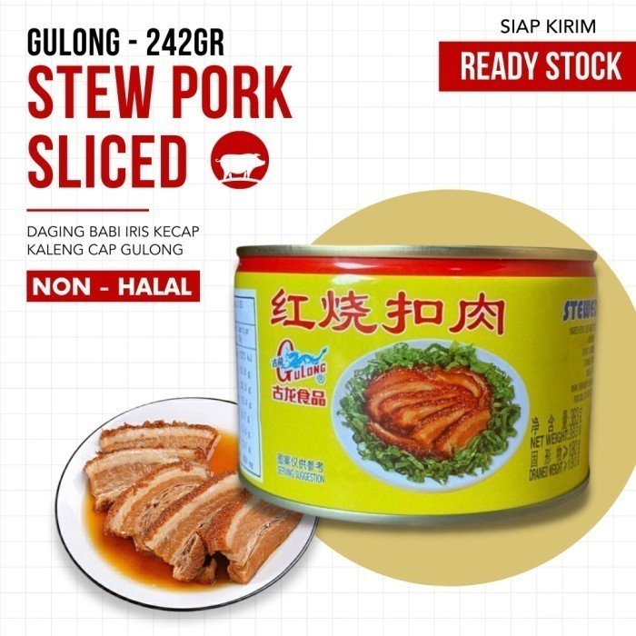 

Widyatmogrosir - Gulong Stewed Pork Slice / Daging Babi Iris Kaleng 383Gr - Grosir