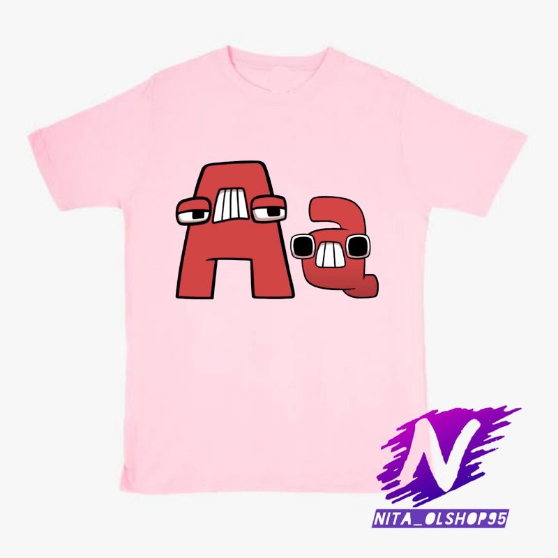 kaos alphabet lore A baju anak huruf alphabet