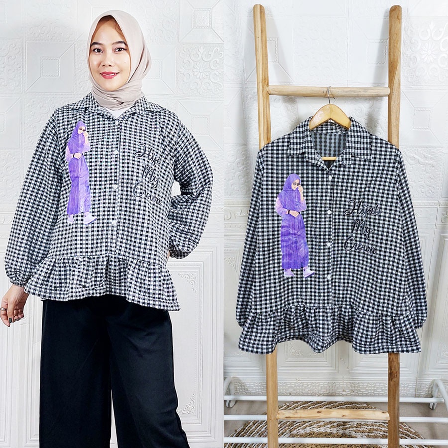 KEMEJA KOTAK ARITA HIJAB MY CROWN BUSUI FRIENDLY CARLINA