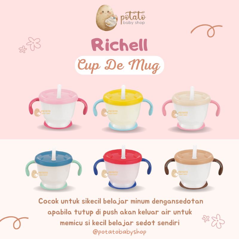 Richell AQ Cup De Mug / Straw training mug sedotan