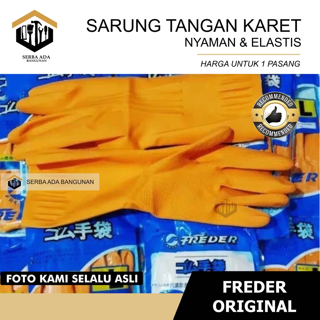 Sarung Tangan Karet Cuci Piring Latex Dotted size L rubber glove kebun taman large panjang