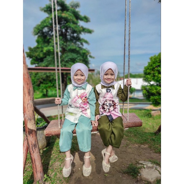 2-8 Tahun One Set Mosscrepe Sublime | Setelan Anak Perempuan VIRAL | Setelan Anak Lengan panjang Celana Panjang