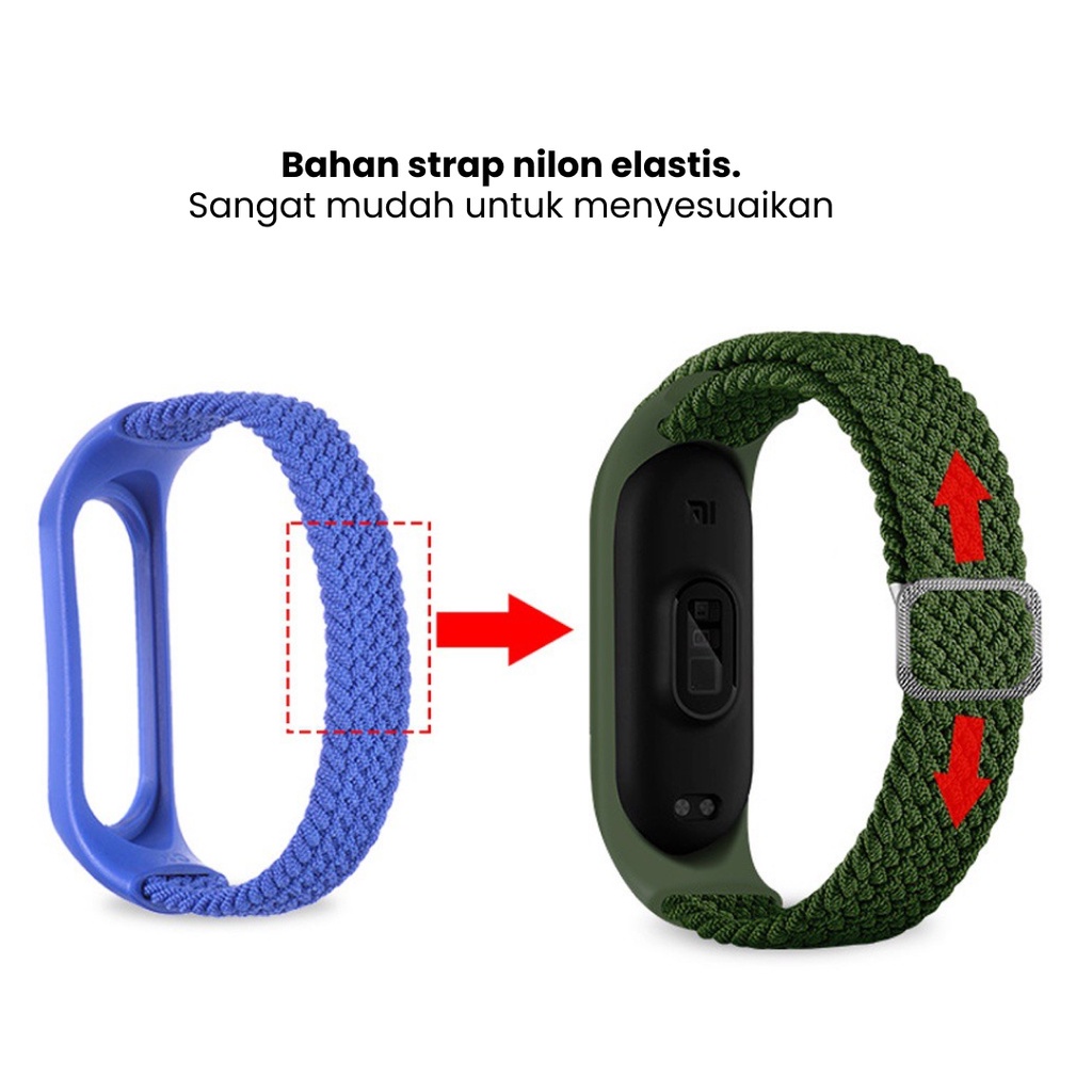 Elastic Strap Xiaomi Band Mi Band 3 4 5 6 7 Adjustable Nylon Strap M6 M7 Smartwatch Replacement Band