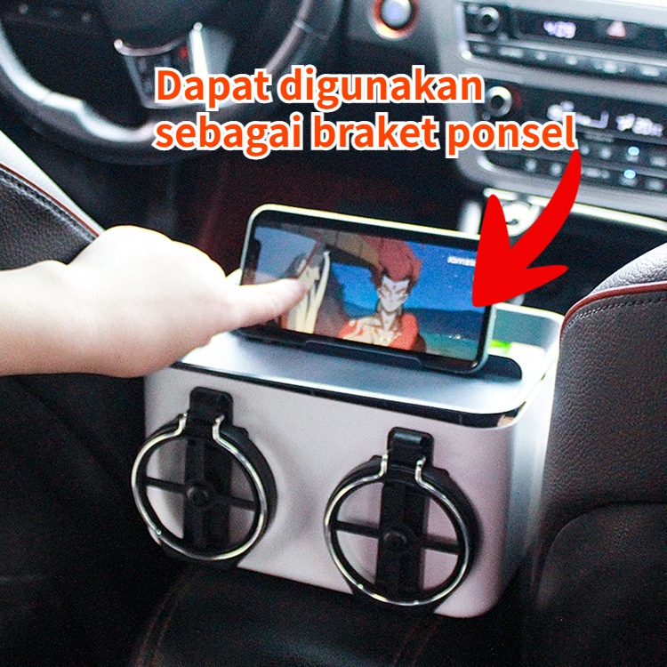 【COD】Mobil-Car Tissue Box/Kotak Cangkir Air Mobil/Kotak Penyimpanan/Multi-Fungsional Kotak Penyimpanan+Dua Pemegang Cangkir Dan Tali