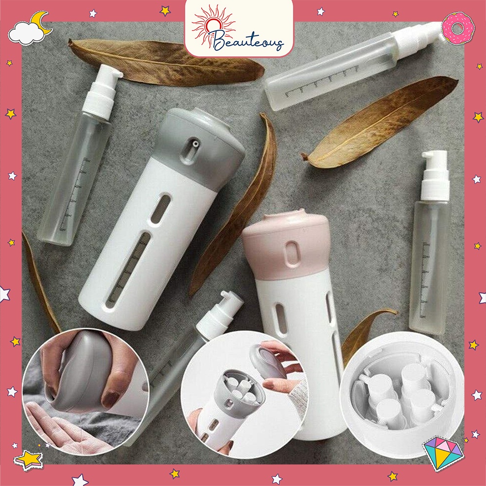 Paket Travelling Tas Travel Bag Botol Set 6 In 1 Dispenser Sabun Organizer Koper