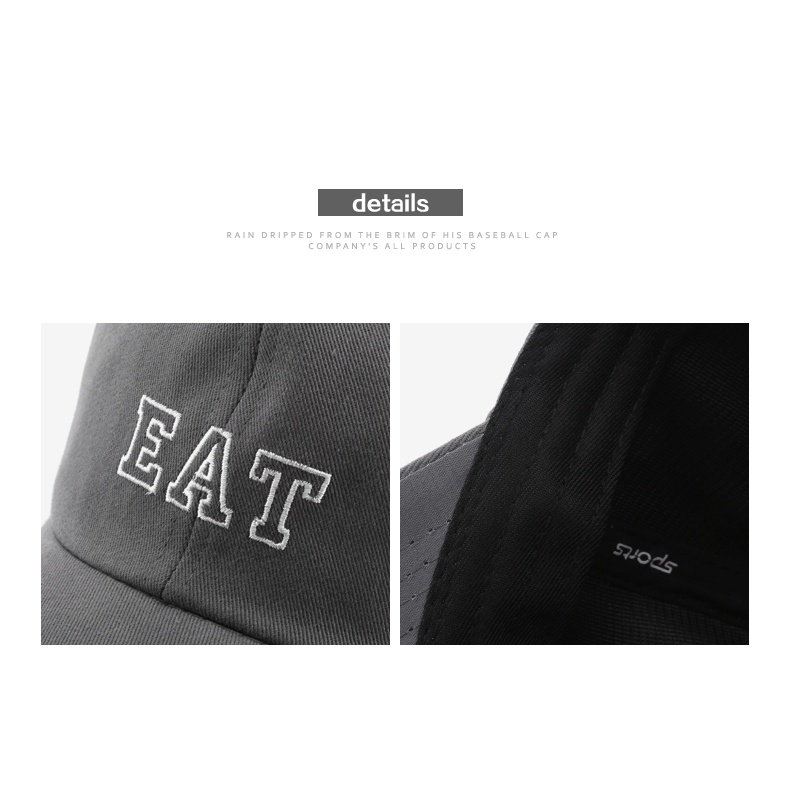 HATSAVENUE-259 Topi Bordir Pria/Wanita  Baseball Unisex Bahan Lembut Cap EAT Simple Fashion