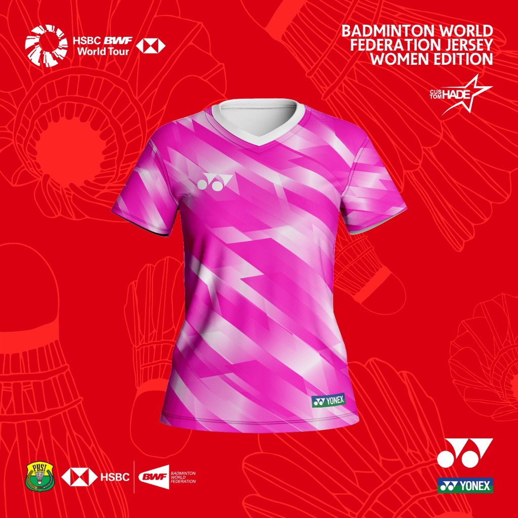 TSHIRT BAJU KAOS JERSEY BADMINTON WANITA DESAIN CUSTOM PRINTING