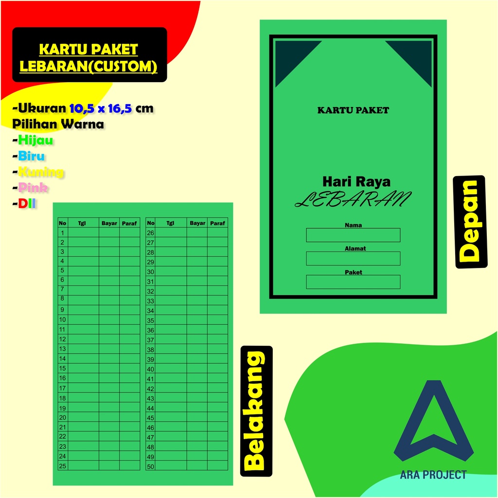 

KARTU PAKET LEBARAN/PAKET HARI RAYA MINGGUAN
