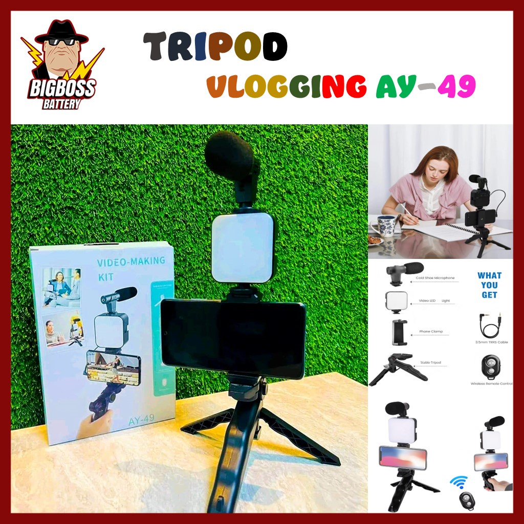 Tripod Portable AY-49 Making Video Kits Perlengkapan Vlogging Serbaguna untuk Camera dan Smartphone