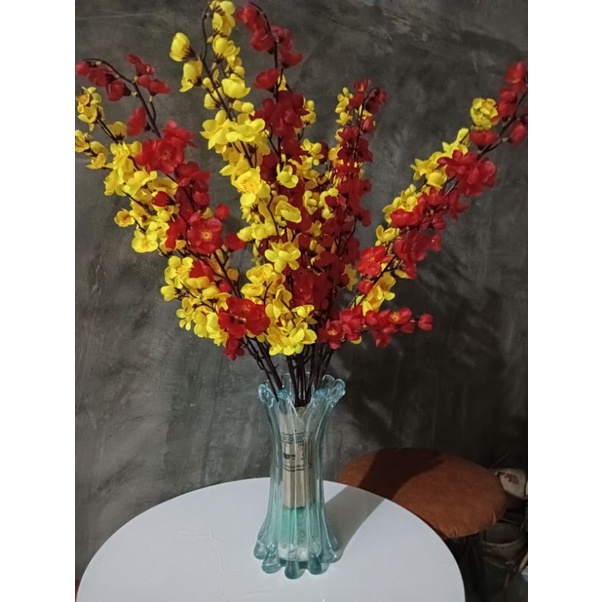 sakura set vas kaca/bunga meja/hiasan bunga meja/sakura set vas