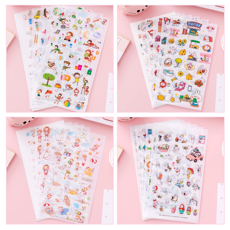 6lembar Stiker PVC Kartun Jepang Lovely Anak-Anak DIY Stiker Dapat Di Sobek Untuk Scrapbooking