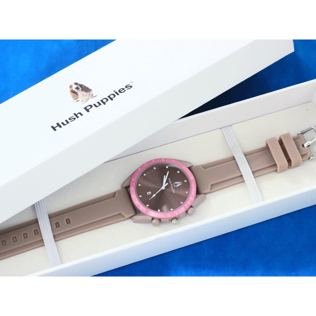 [COD] Jam Tangan Wanita Hush Puppies Hp4557Lv Tanggal Aktif Tali Rubber Free Box Original & Baterai 
