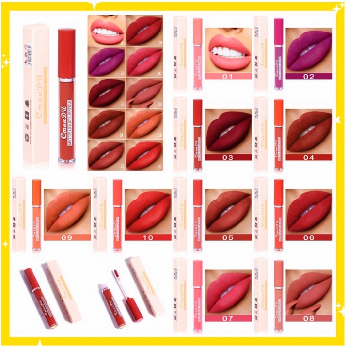 CMAADU BPOM Lipstik Matte Liquid Lipstick 10 Warna Waterproof Long Lasting XX044