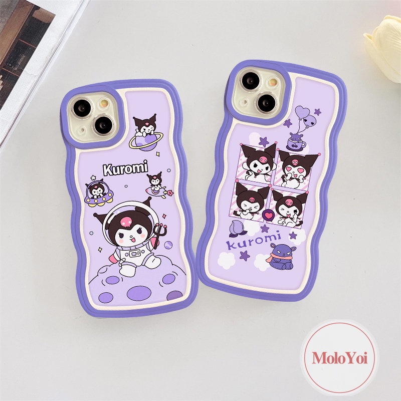 IPHONE Case Compatible Untuk Iphone7 8 Plus XR 11 13 12 14 Pro Max X XS Max 6 6s 14 Plus SE 2020 Wavy Edge Kartun Soft Tpu Lucu Astronot Kuromi Shockproof Phone Cover