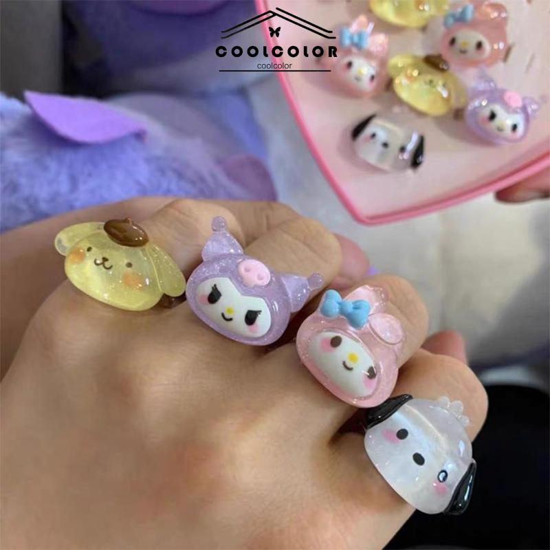 COD❤️Cincin Kuromi Melody Adjustable Resin Retro Gaya Untuk Wanita- cl