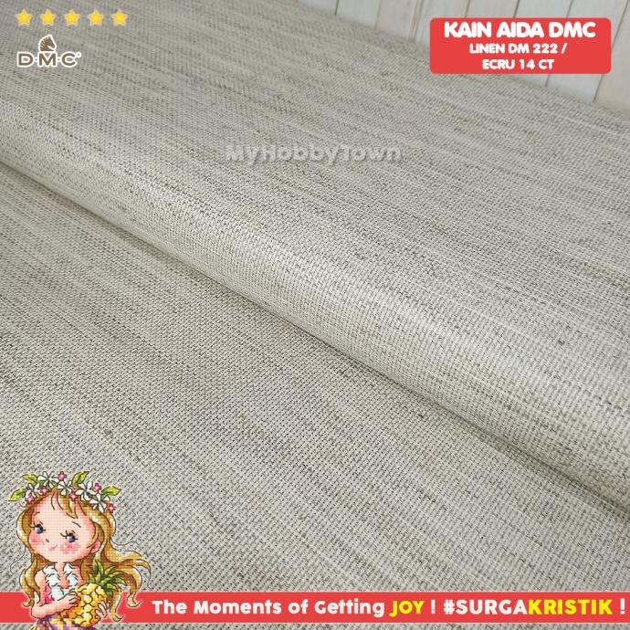 Kain Sulam Kristik Strimin Aida 14ct DMC Linen Aida - ECRU