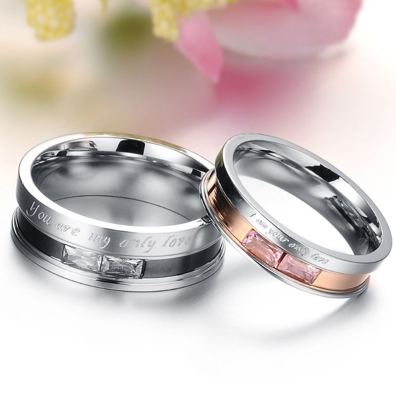 Cincin Couple Tunangan Cincin Kawin Cincin Titanium Asli Perhiasan Anti Karat & Anti Pudar