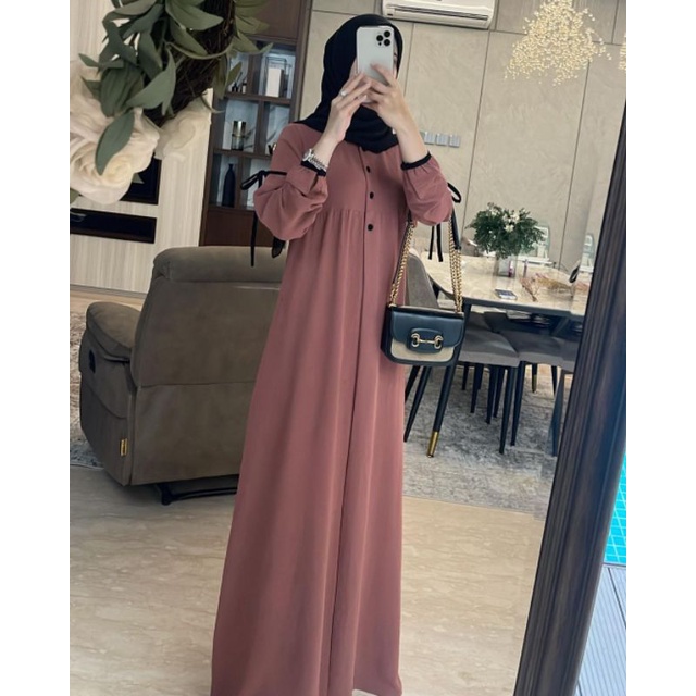 Gamis List - JEMMA DRESS - Bahan Crinkle Airflow | Abaya Murah List Hitam