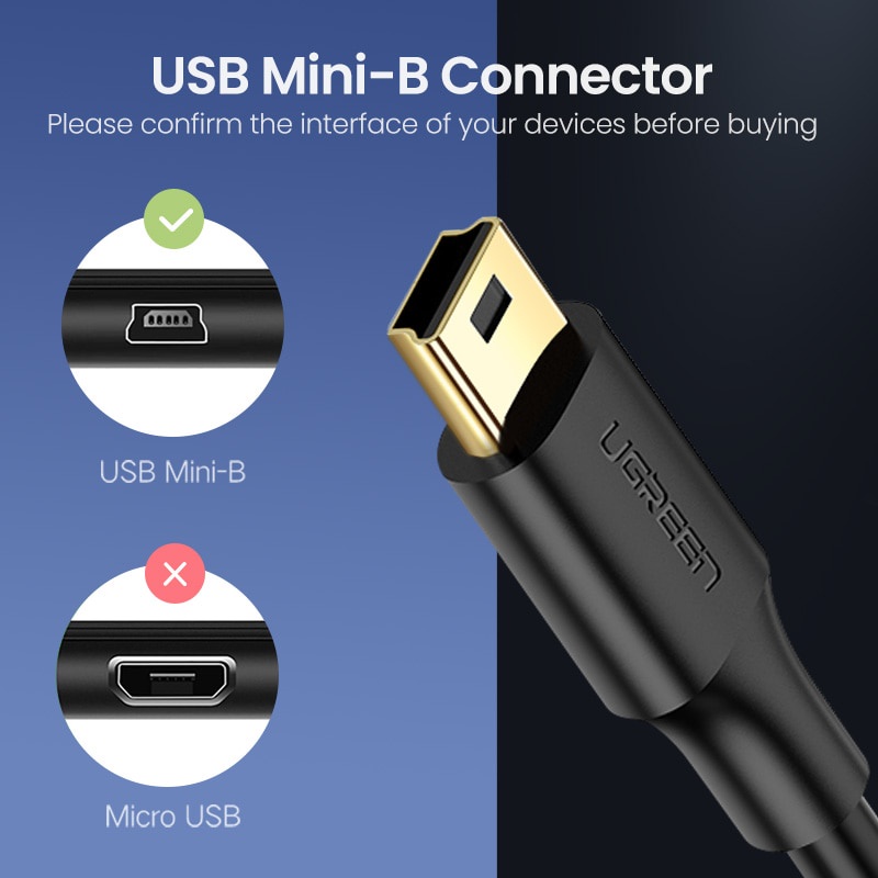 Ugreen Kabel Charger Data Mini USB Ke USB Cepat Untuk MP4 Player Car DVR GPS