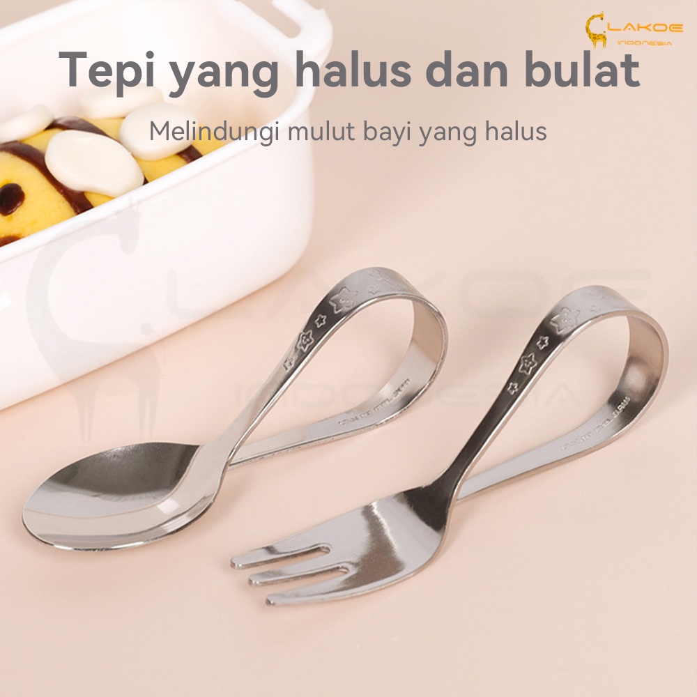 Sendok Garpu makan BLW Anak Stainless Steel ori Japanese