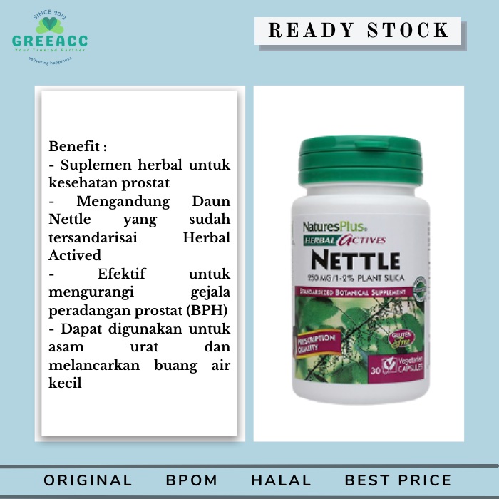 Nature's Plus Nettle 250mg Natures 250 mg BPOM Original Obat Asam Urat
