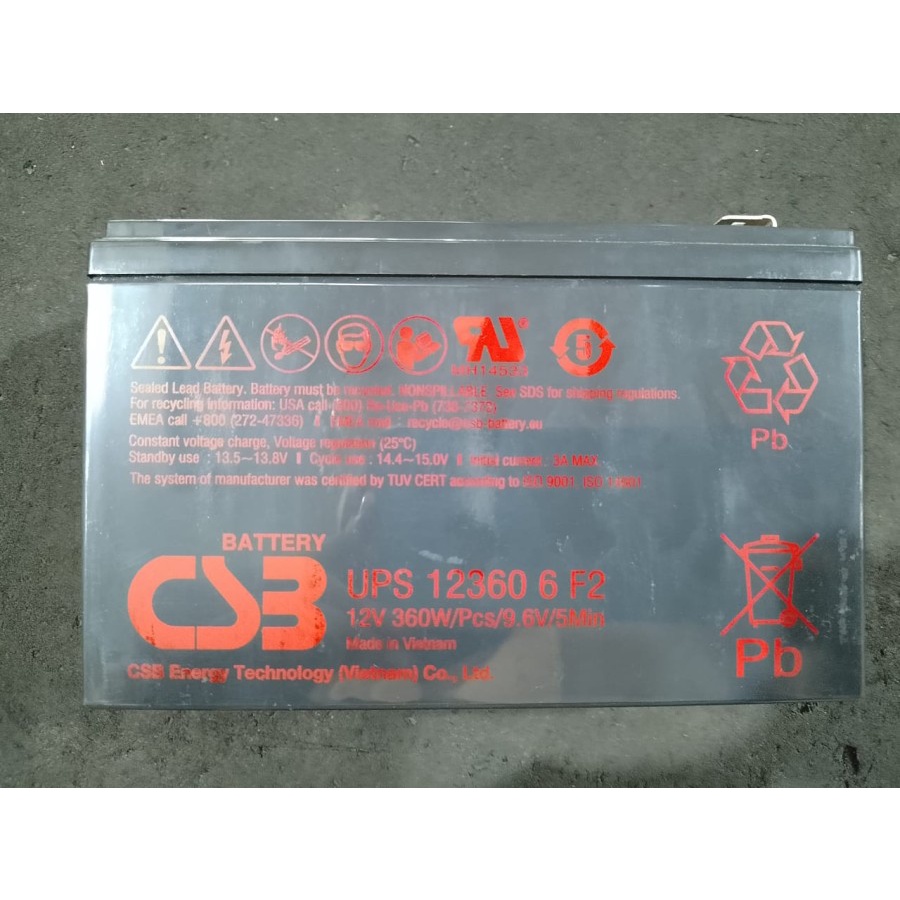 Baterai UPS CSB 12360 12V 6Ah - Aki Kering | UPS Battery