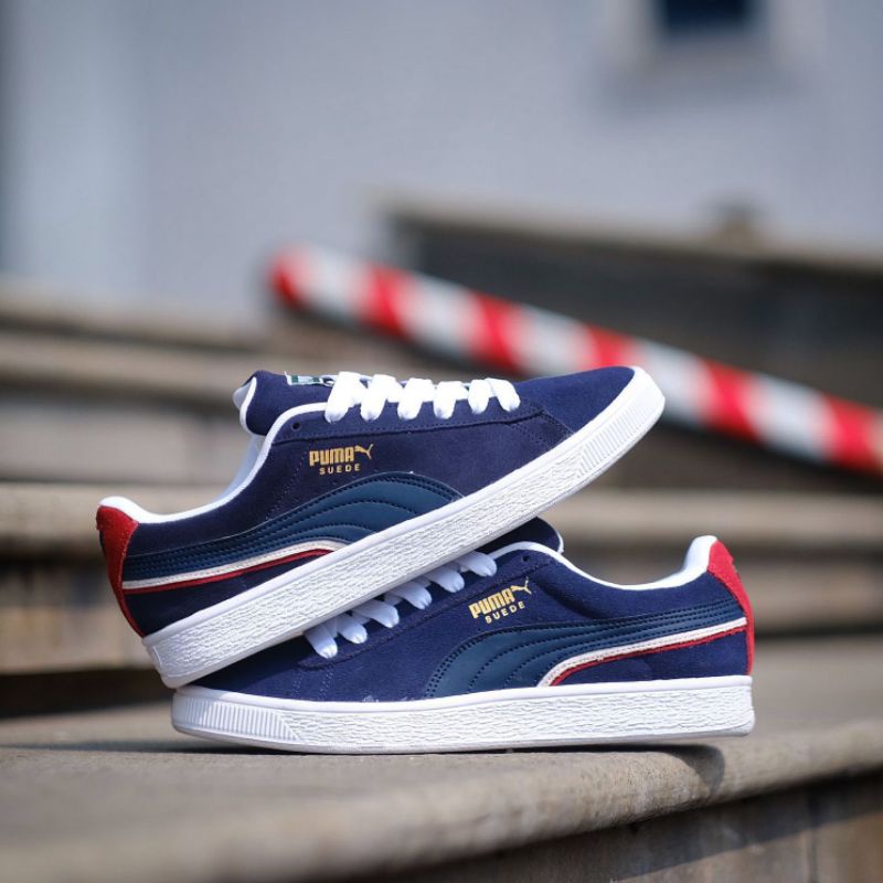 SEPATU PM SUEDE TRIPLEX NAVY WHITE ORIGINAL OEM SNEAKERS PRIA
