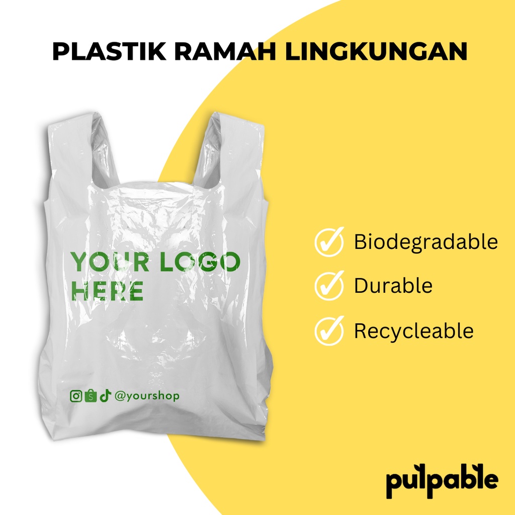 kresek ramah lingkungan 40x60 cm putih / white eco friendly biodegradable plastic bag 40x60 cm