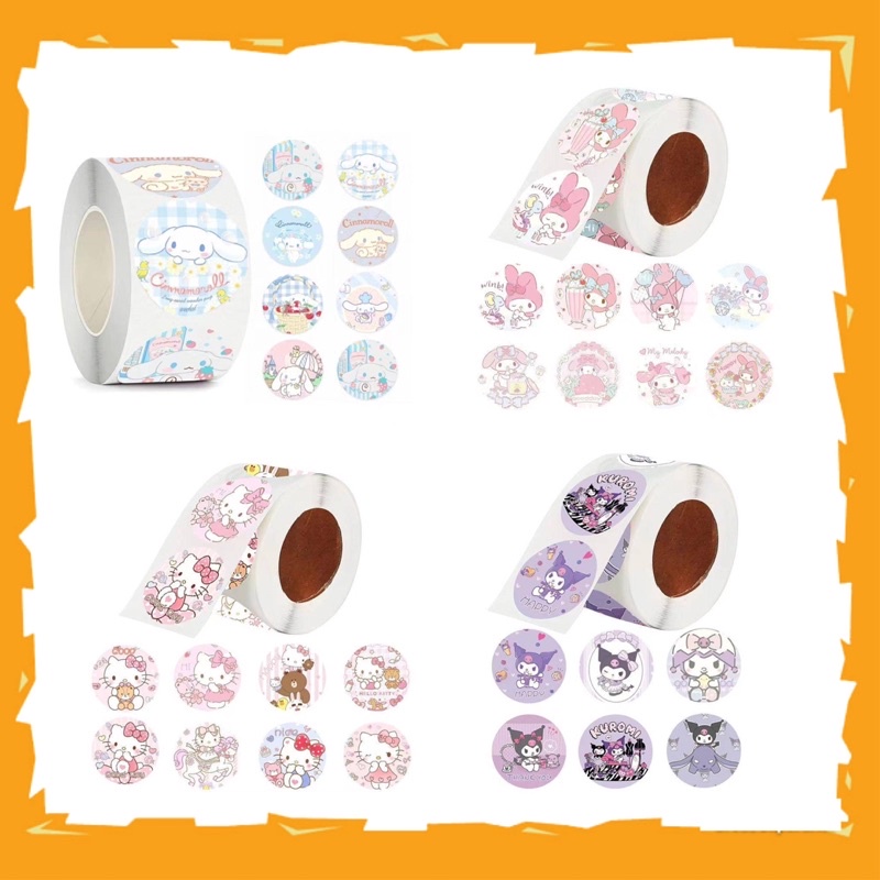 

10pcs label sticker bulat motif sanrio soft color