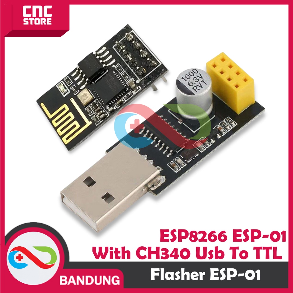 PAKET BUNDLE ESP-01 ESP8266 DAN CH340 USB TO SERIAL ADAPTER ESP-01