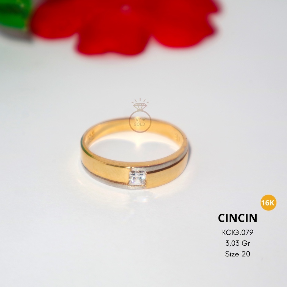 Cincin Emas Wanita Kadar 16k (Model Permata Satu Polos)